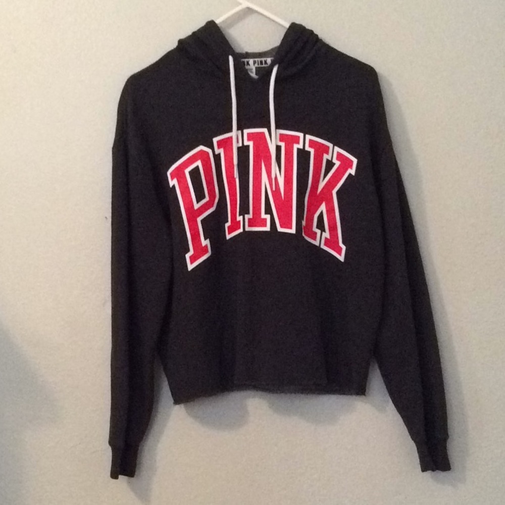 Black sweatshirt with red pink logo